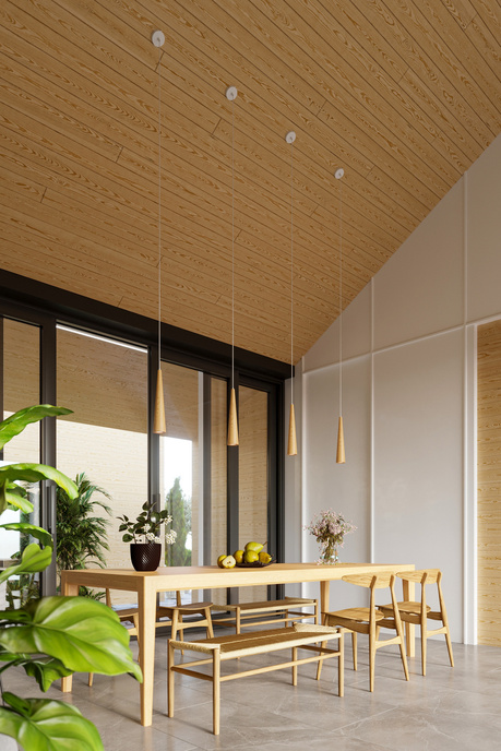 SULA Lampe suspendue 3P bois naturel + 3x GU-10 3000K chaud 7W ampoule LED 620lm