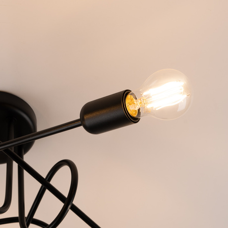 Lustre SUPEŁ 5 noir + 5X ampoule LED E27 3000K 7W 760lm