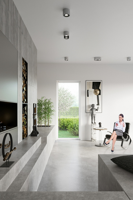 Plafond BASIC 2 béton + 2x ampoule LED GU10 AR111 3000K Warm 12W 800lm