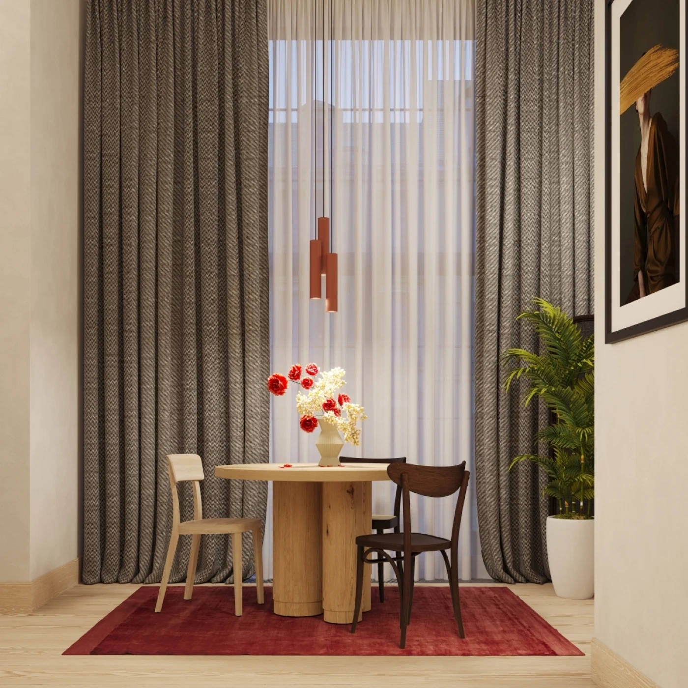 Lampe suspendue LAGOS 2 rouge ocre