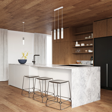 BORGIO Lampe suspendue 3P blanche + 3x ampoule LED GU-10 4000K froide 7W 630lm