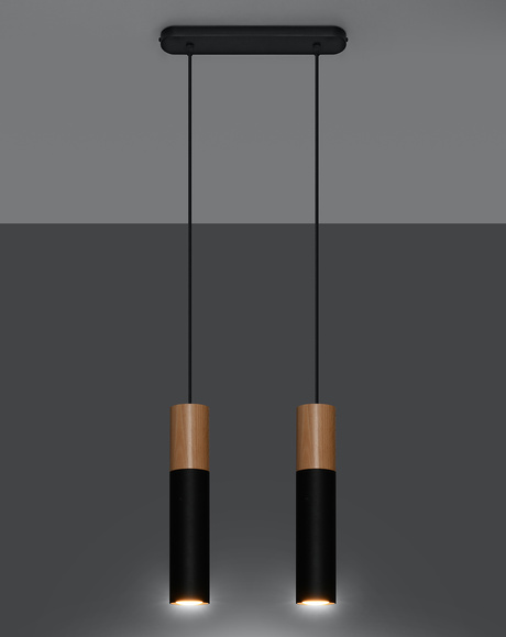 PABLO 2 lampe suspendue noire + 2x GU-10 3000K Warm 7W ampoule LED 620lm