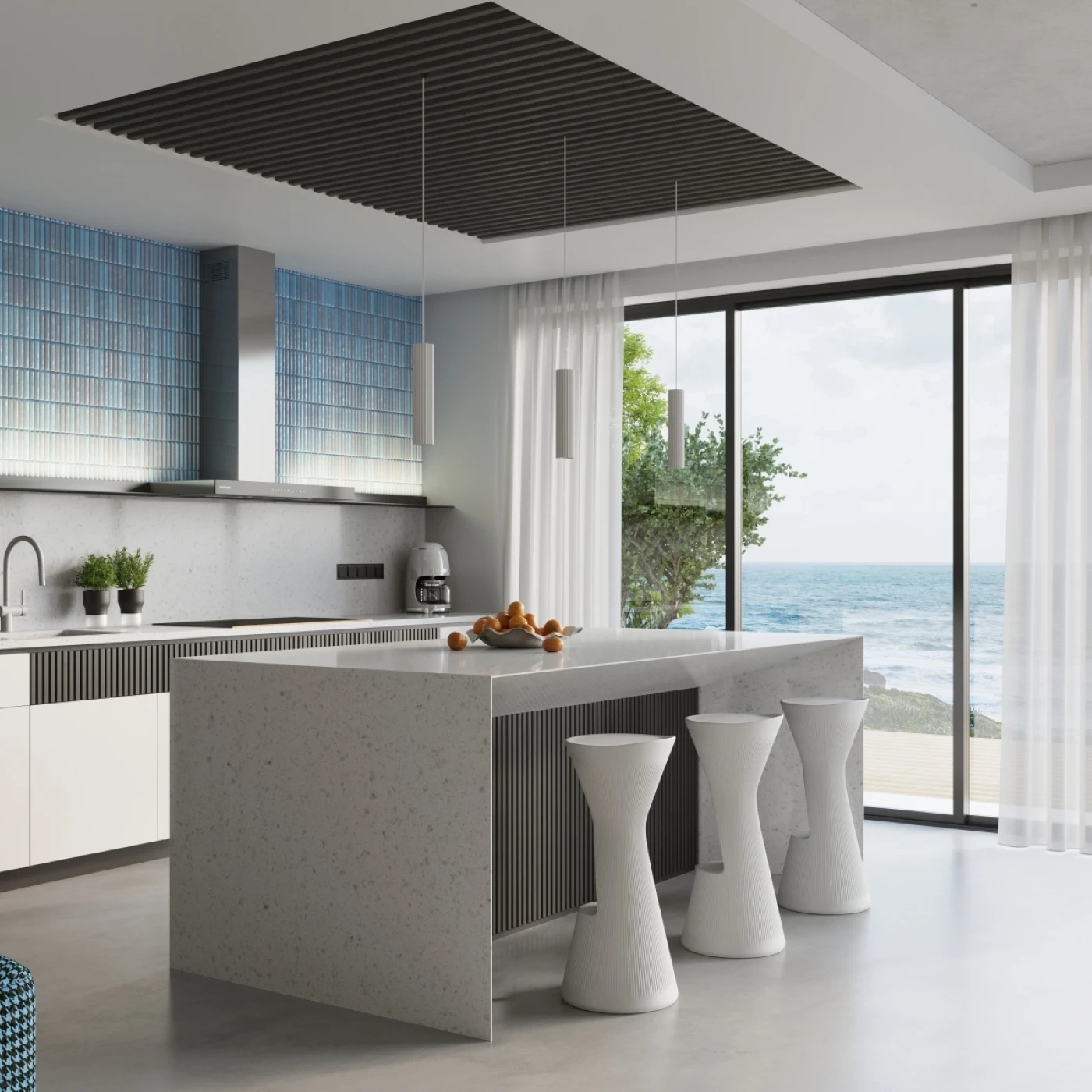 Lampe suspendue KARBON 3L blanc