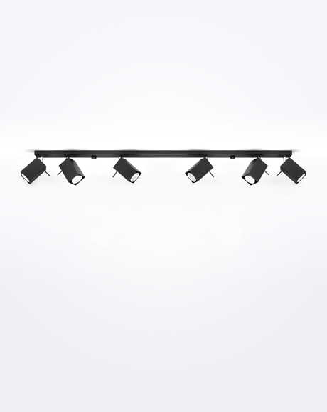 Plafond MERIDA 6L noir + 6x ampoule LED GU-10 4000K Froid 7W 630lm