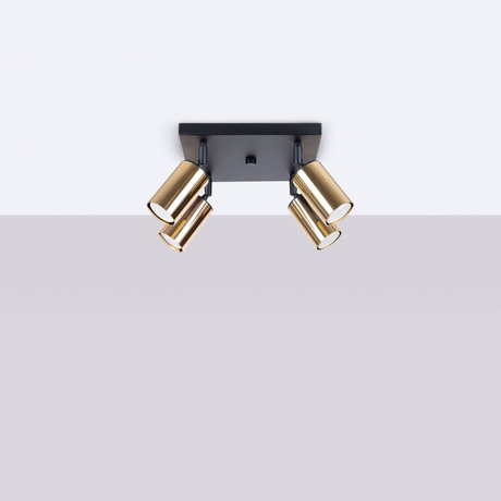 Plafond WINX 4 noir/or +4x ampoule LED GU-10 4000K froid 7W 530lm