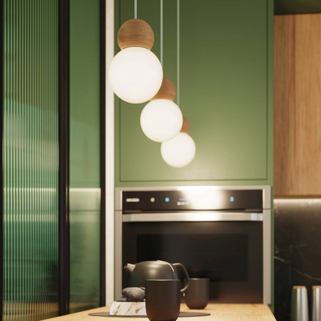 PEKKA Lampe suspendue 3P blanc/bois naturel + 3x ampoule LED G9 4000K Cold 4,5W 460lm