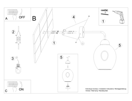 Applique FILLAN 1 noire + 1x ampoule LED E27 3000K Warm 7.5W 620lm