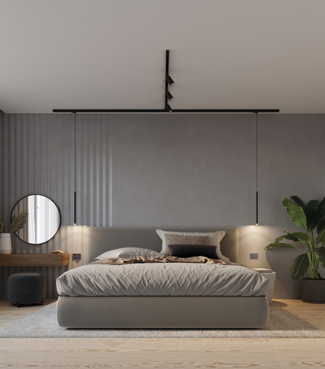 Plafonnier/suspension, 5 spots, système de rail triphasé, RING/PASTELO LED 30W 3000K