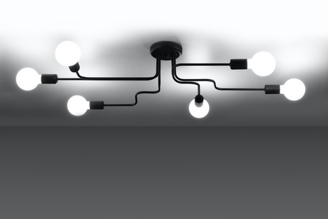 Lustre VECTOR 6 noir + 6x ampoule LED E27 3000K Warm 7.5W 620lm