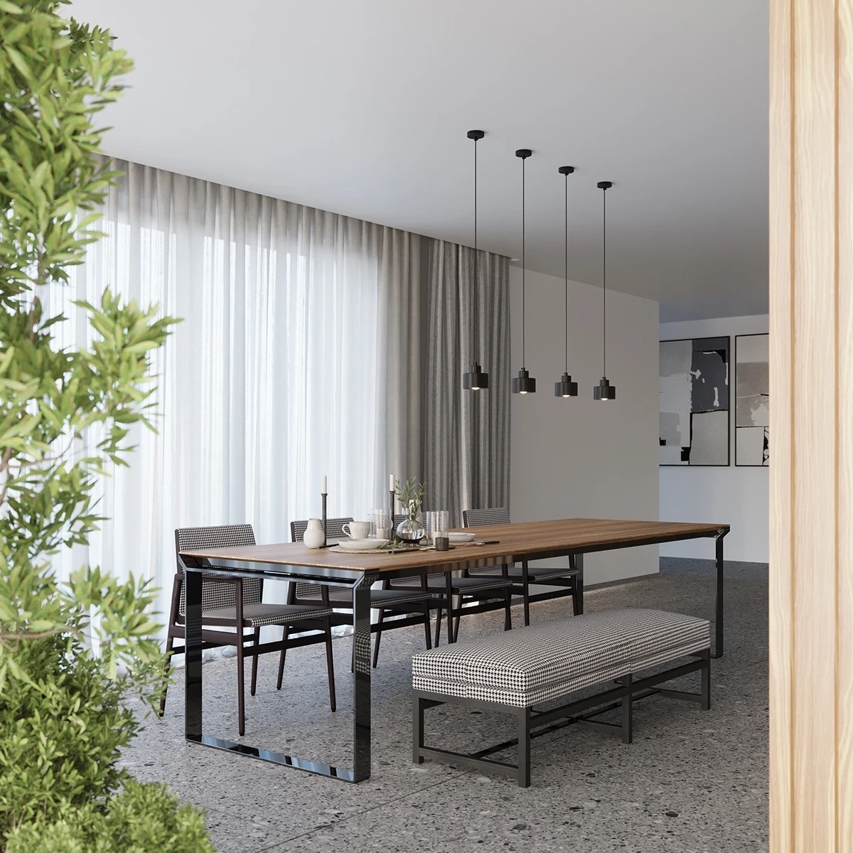 Lampe suspendue SAVAR 3 noir