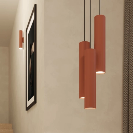 Lampe suspendue LAGOS 3P rouge ocre
