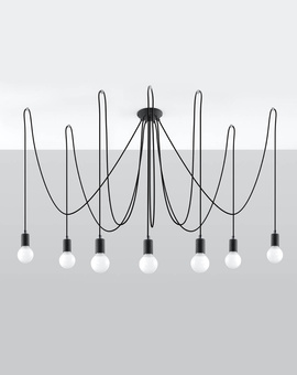 EDISON 7 lampe suspendue noire + 7x ampoule LED E27 3000K Warm 7,5W 620lm