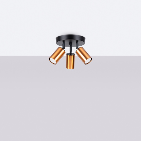 Plafond WINX 3P noir/cuivre + 3x ampoule LED GU-10 3000K Warm 7W 510lm