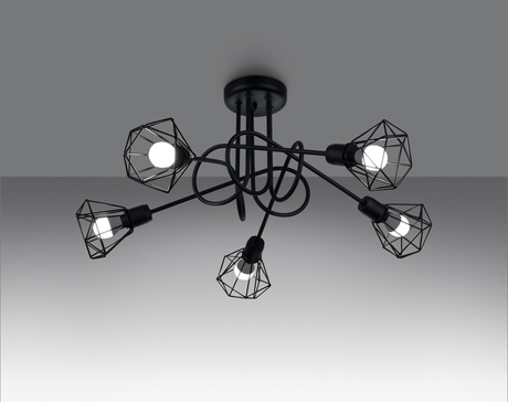 Lustre ARTEMIS 5S noir + 5x ampoule LED E14 4000K Froid 7.5W 680lm