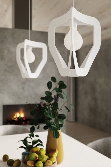 TRES lampe suspendue blanche + 1x ampoule LED E27 3000K Warm 7.5W 620lm