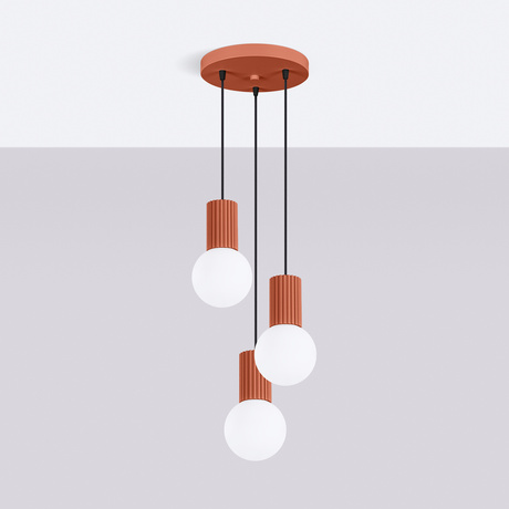 Lampe suspendue HALO 3P rouge ochra