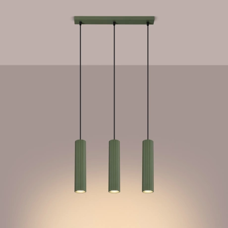 Lampe suspendue KARBON 3L vert olive