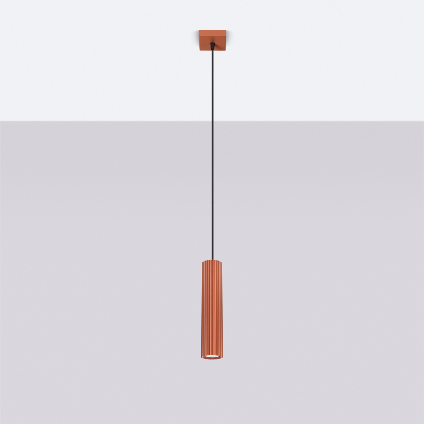 Lampe suspendue KARBON 1 rouge ocre