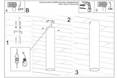 Plafond LAGOS 30 noir + 1x ampoule LED GU-10 3000K Warm 7W 620lm