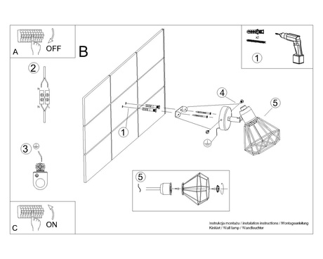 Applique ARTEMIS 1 noire + 1 x ampoule LED E14 3000K Warm 7.5W 620lm