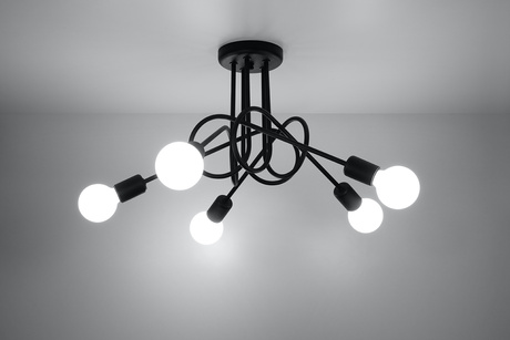 Lustre SUPEŁ 5 noir + 5x ampoule LED E27 3000K Warm 7,5W 620lm