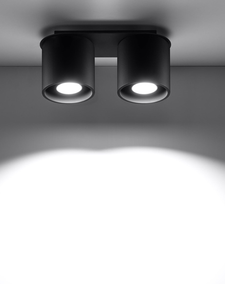 Plafond ORBIS 2 noir + 2x ampoule LED GU-10 3000K Warm 7W 620lm