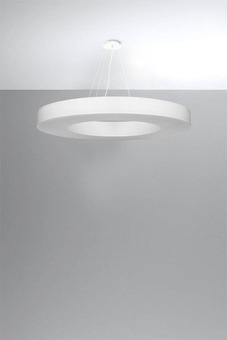 Lustre SATURNO SLIM 90 blanc + 8x ampoule LED E27 3000K Warm 7.5W 620lm