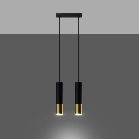 Lampe suspendue LOOPEZ 2 noir/doré