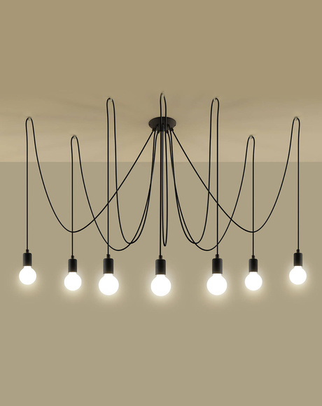 EDISON 7 lampe suspendue noire + 7x ampoule LED E27 3000K Warm 7,5W 620lm