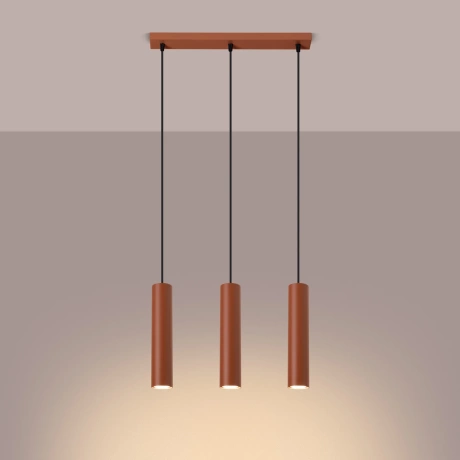 Lampe suspendue LAGOS 3L rouge ocre