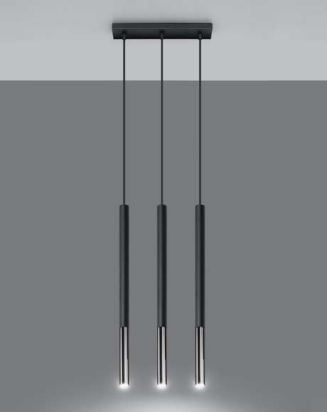 MOZAICA Lampe suspendue 3L noir/chrome + 3x ampoule LED G9 3000K Warm 4.5W 510lm