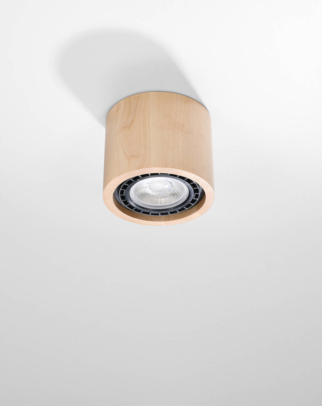 Plafond BASIC 1 bois naturel + 1x ampoule LED GU10 AR111 3000K Warm 12W 800lm