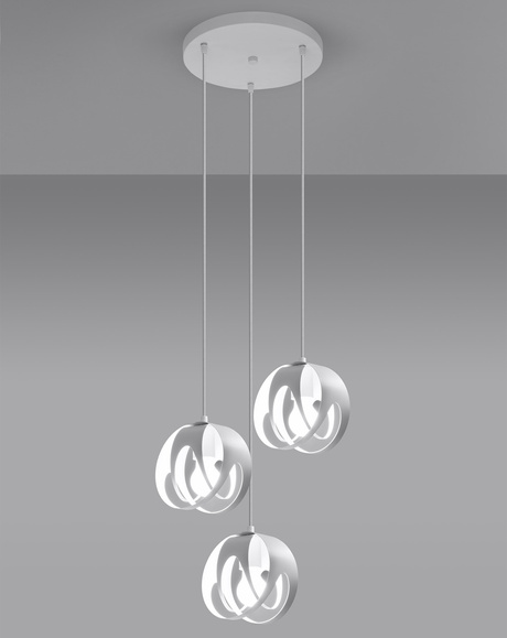 TULOS Lampe suspendue 3P blanche + 3x ampoule LED E27 4000K froide 7,5W 650lm