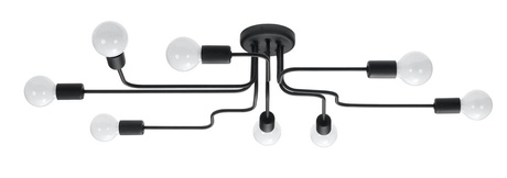 Lustre VECTOR 8 noir + 8x ampoule LED E27 4000K froide 7.5W 650lm