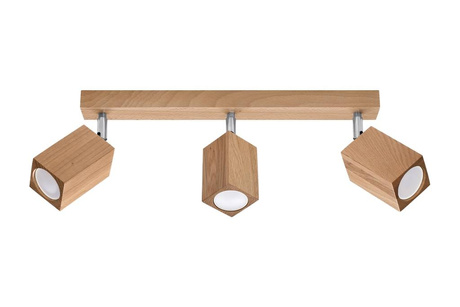 Plafond KEKE 3 chêne + 3x ampoule LED GU-10 3000K Warm 7W 620lm