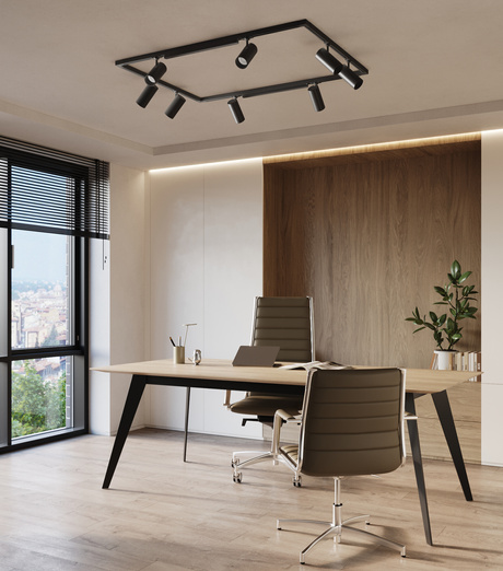 Plafonnier 10 points, système à 3 rails, REO/LUCIE noir LED 272W 4000K