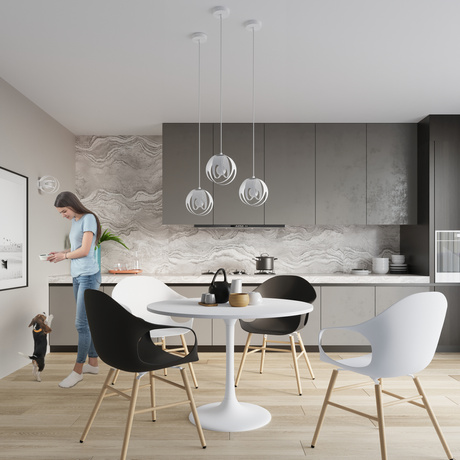 TULOS 1 lampe suspendue blanche + 1x ampoule LED E27 3000K Warm 7.5W 620lm