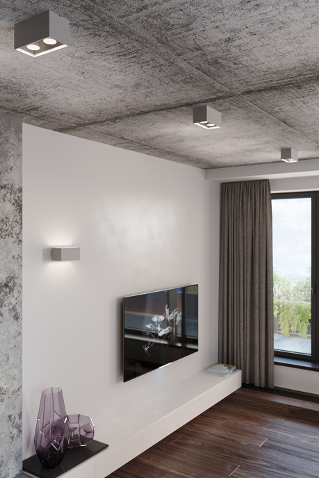 Plafond QUAD MAXI gris + 2x ampoule LED GU-10 3000K Warm 7W 620lm