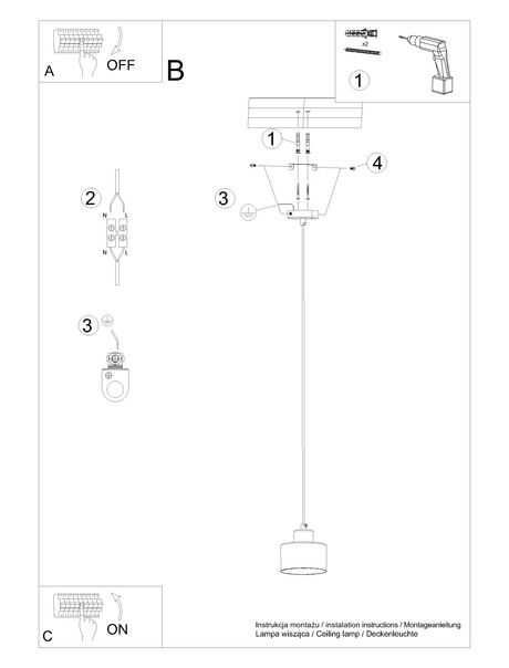 SAVAR 1 lampe suspendue noire + 1x ampoule LED E27 3000K Warm 7,5W 620lm