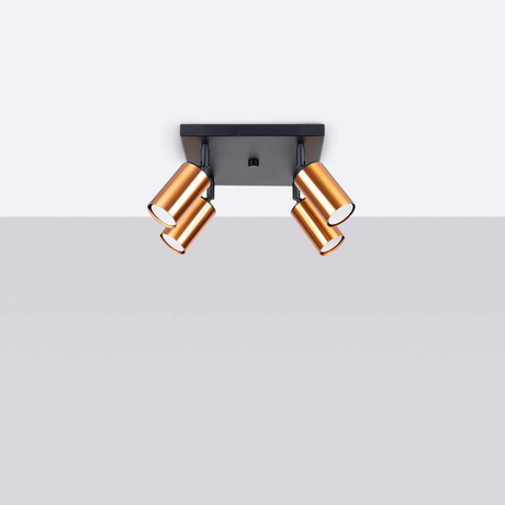 Plafond WINX 4 noir/cuivre + 4x ampoule LED GU-10 4000K froid 7W 530lm