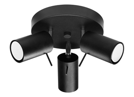 Plafond RING 3P noir + 3x ampoule LED GU-10 3000K Warm 7W 620lm