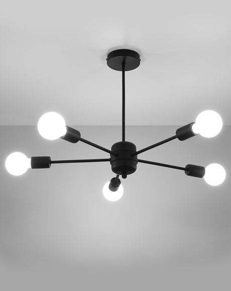 Lustre LANGO 5 noir + 5x ampoule LED E27 4000K Froid 7,5W 650lm