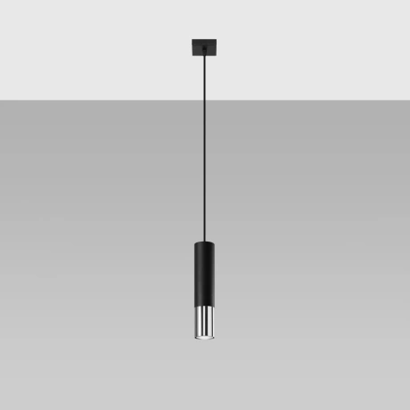 Lampe suspendue LOOPEZ 1 noir/chrome