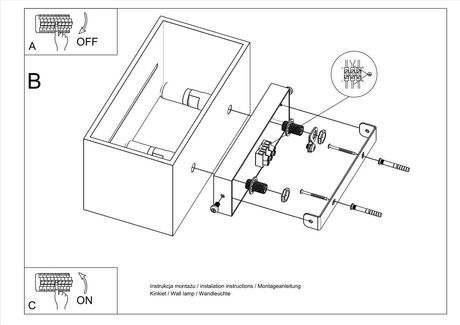 Applique LOBO MAXI gris + 2x ampoule LED G9 4000K Cold 4,5W 530lm