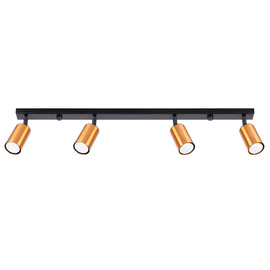 Plafond WINX 4L noir/cuivre + 4x ampoule LED GU-10 3000K Warm 7W 510lm