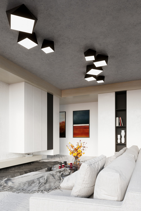 Plafond HEXA 35 BLACK + 2x ampoule LED E27 3000K Warm 7.5W 620lm