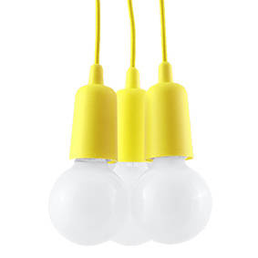 DIEGO 3 lampe suspendue jaune + 3x ampoule LED E27 3000K Warm 7,5W 620lm