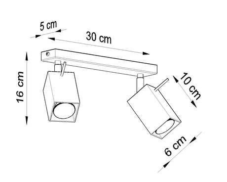 Plafond MERIDA 2 gris + 2x ampoule LED GU-10 3000K Warm 7W 620lm