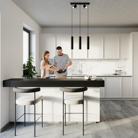 Lampe suspendue RING 3 noir + 5x ampoule LED GU-10 4000K Froid 7W 630lm