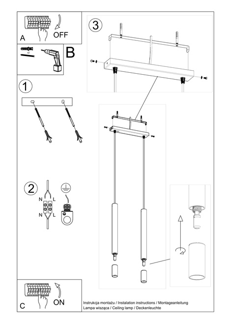 WEZYR 2 lampes suspendues blanches + 2x ampoules LED G9 4000K Cold 4,5W 530lm